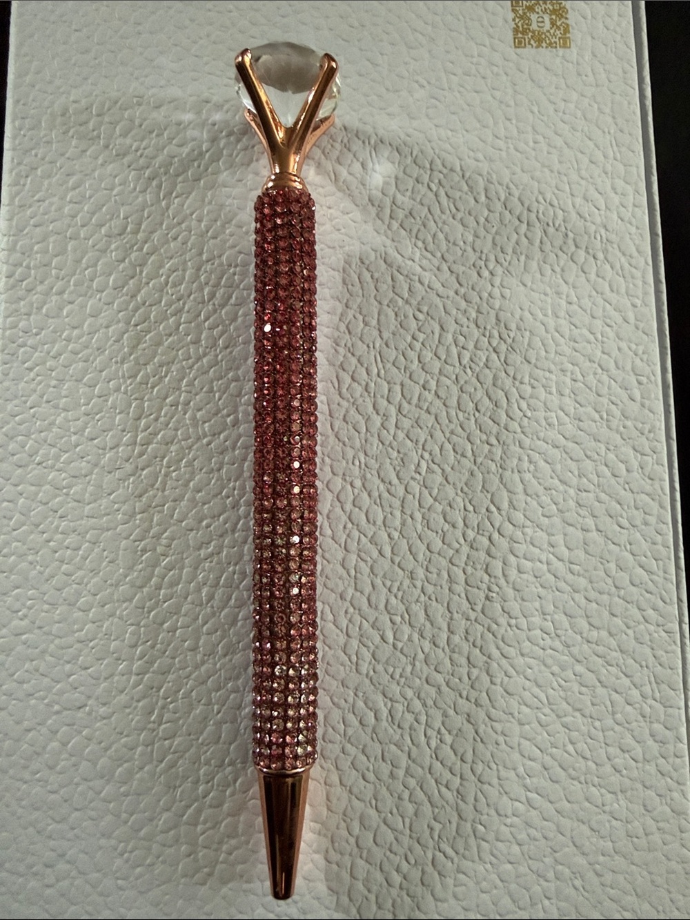 Rhinestone Crystal Accent Rose Gold Pen - Sparkling Pink